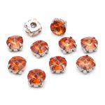 Хрустальные стразы в цапах круглой формы, рыжий 8 мм, 10 шт. Astra&Craft, РЦ006НН8