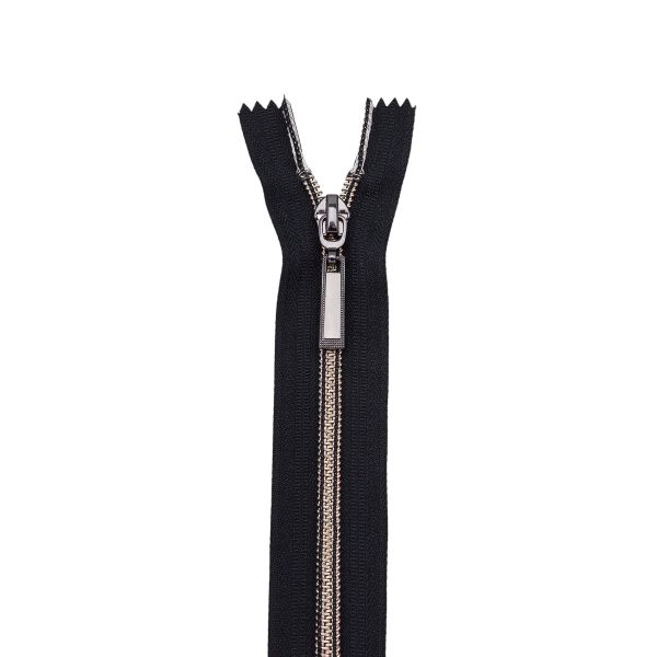 Молния спираль (витая) Т7 (7 мм) 1 зам., н/раз., 18 см, черн.ник. / черн, 10 шт