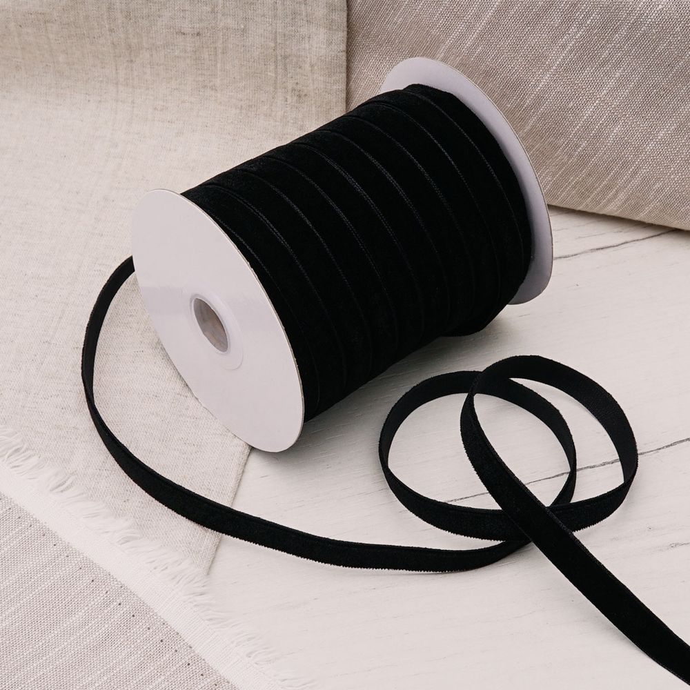 Лента бархатная (тесьма) 09.0 мм / 32.9±2 метров, 0081-1006 (8611 черный (141758))