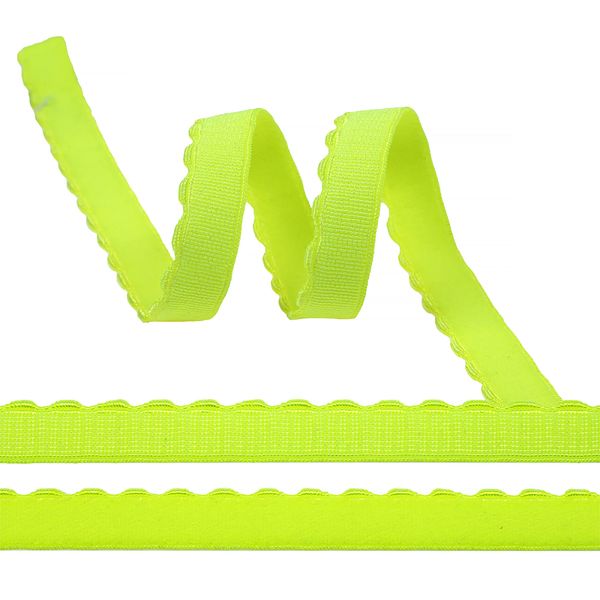 Резинка бельевая (отделочная) становая 12.0 мм / 50 метров, ЕТ1 зелено-желтый неон F229