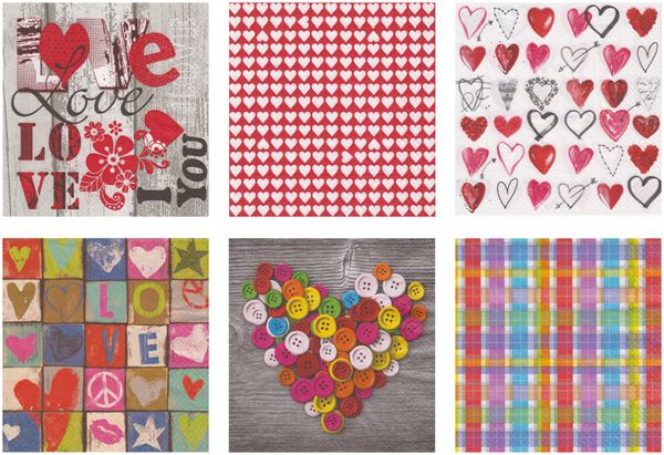 Салфетки для декупажа ассорти 3х слойные 33х33 12 шт, 10 Романтика, Love2art SDD