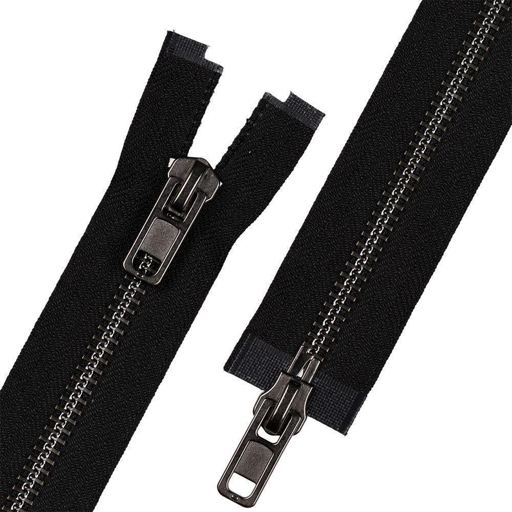 Молния металл Т8 (8 мм) 2 зам., разъем., 80 см, черн.никель, 002 черный, ZIP 8B-2 Gamma, 10 шт