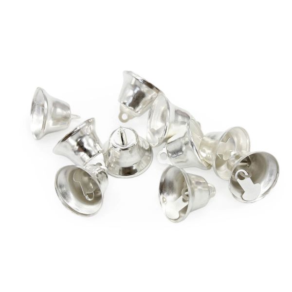 Колокольчики 18 мм, 10 шт, металл, серебро, Астра