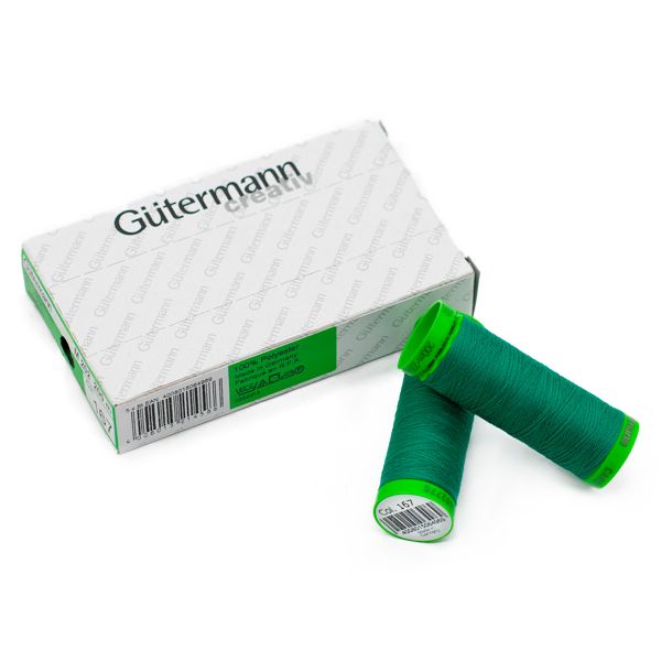 Нитки для тонких тканей Gutermann Extra Fine 150, 200м, 167 нефритовый, 5 катушек
