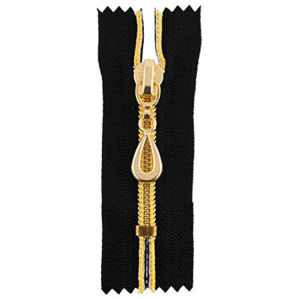 Молния спираль (витая) Т8 (8 мм) 1 зам., разъем., 80 см, с напылением, 002 черныйG / золото, G105S Gamma, 10 шт