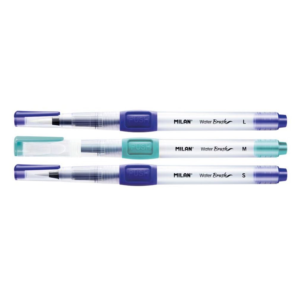 Кисть синтетика "Milan" Набор кистей с резервуаром для воды круглая 3 шт длинная ручка, 04C403, Milan, 04C403