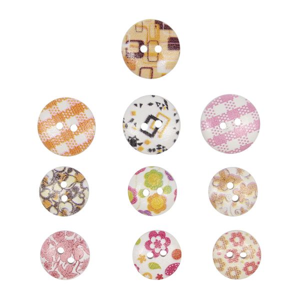 Украшения декоративные пуговицы деревянные Орнаменты №6, 15-18 мм, 100 шт