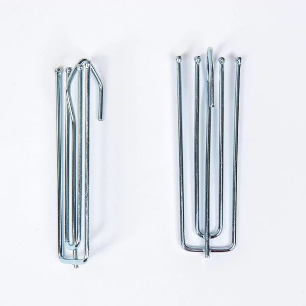 Крючки шторные для карниза 74 мм (петля h74 мм, 4 рожка), зажимы, металл, никель, 06-3743-021, 10 шт