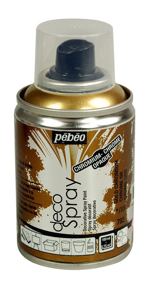 Краска хром аэрозольная decoSpray 100 мл, 093782 золото хром, Pebeo