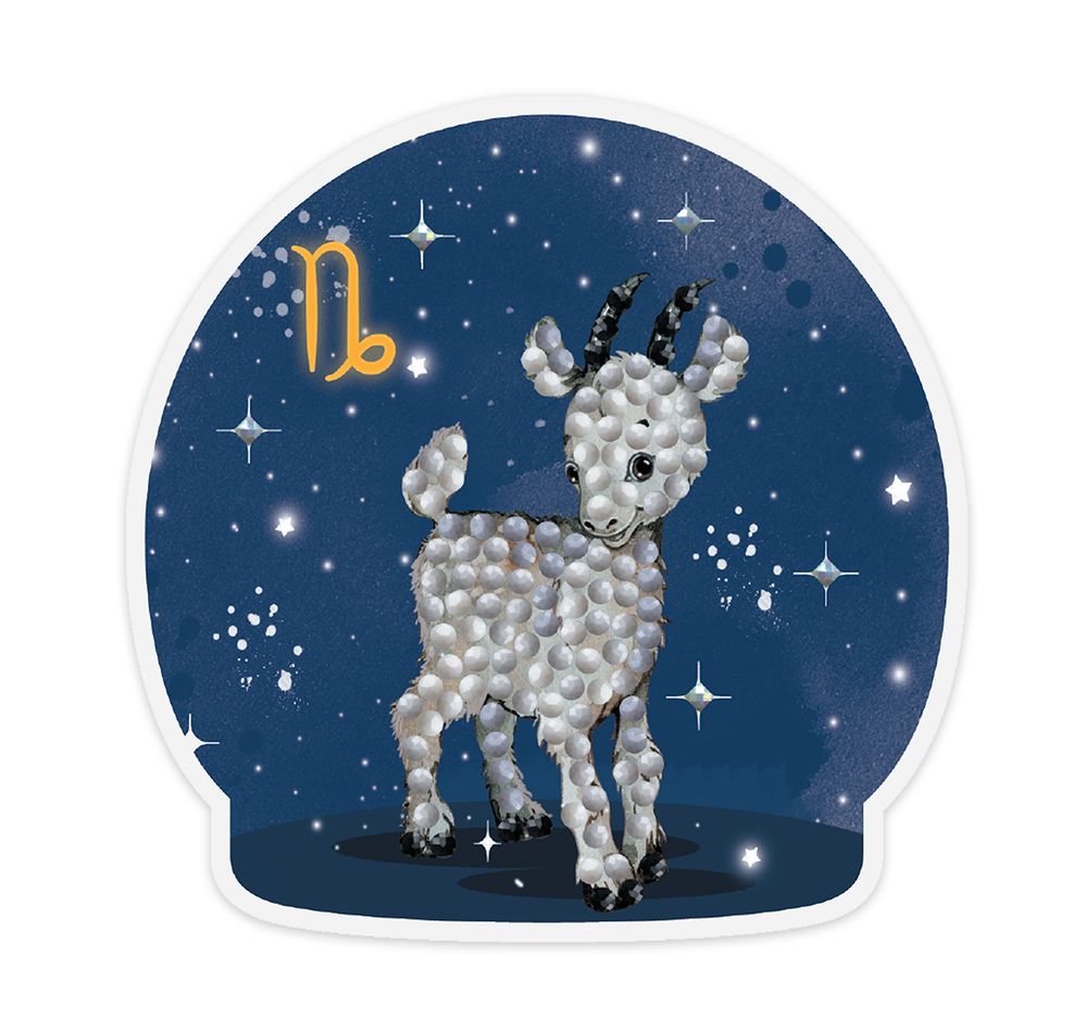 Алмазная (кристальная) мозаика Фрея, магнит Знаки зодиака. Козерог, 9х9 см