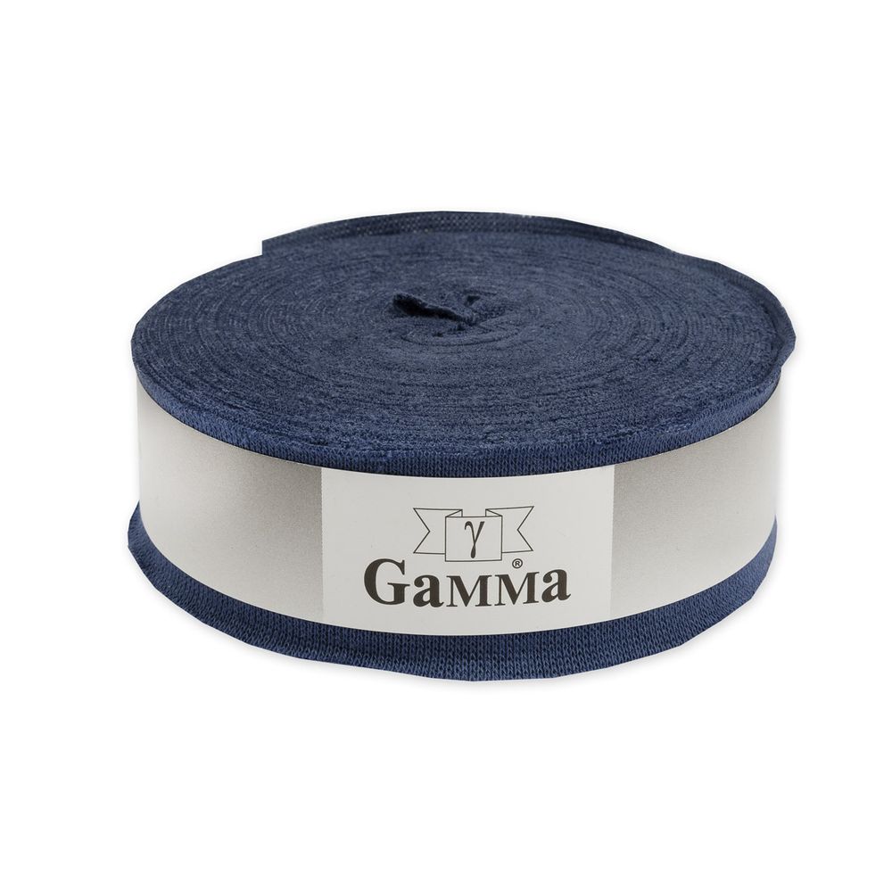 Косая бейка трикотажная 35 мм / 10 метров, (рибана), 008 джинсовый, Gamma