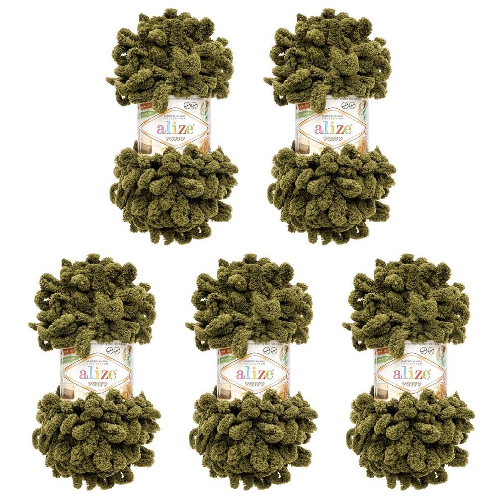 Пряжа Alize (Ализе) Puffy / уп.5 мот. по 100 г, 9м, 620 лесной зеленый