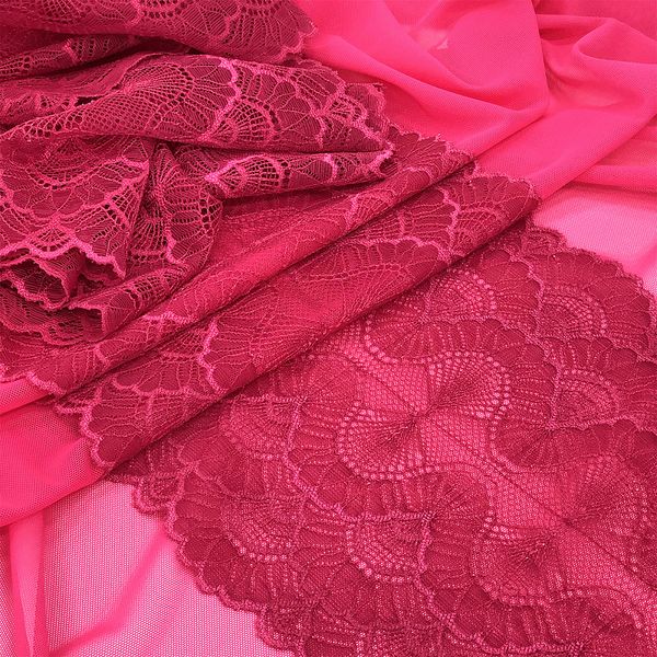 Кружево бельевое эластичное 195 мм / 3 м, 8034 цв.S261 лесная ягода, Kruzhevo