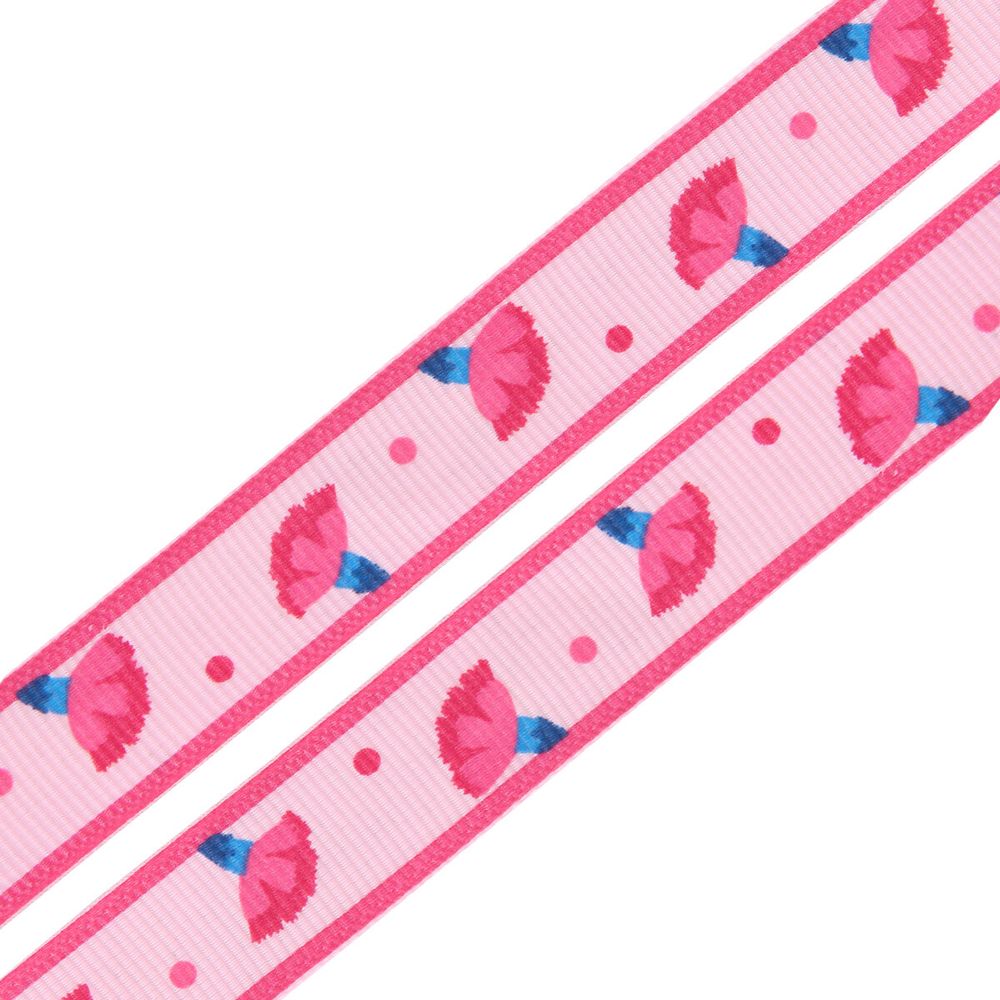 Лента репсовая (в рубчик) Гвоздики, 15 мм, 3м, розовый