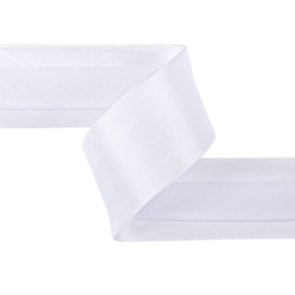 Косая бейка атласная 40 мм / 5 шт по 5.4 метра, белый №001, Gamma GK-40P