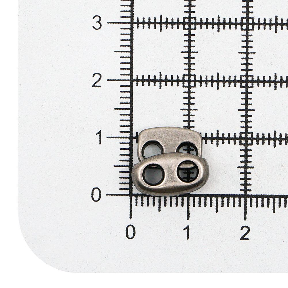Фиксатор (зажим) для шнура металл плоский, 2 отв., 12х13.5 мм, (in ⌀3 мм), мет. цв.т.серебро, 20 шт