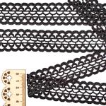 Кружево гипюр (плетёное) 33 мм, черный, 13.71 м