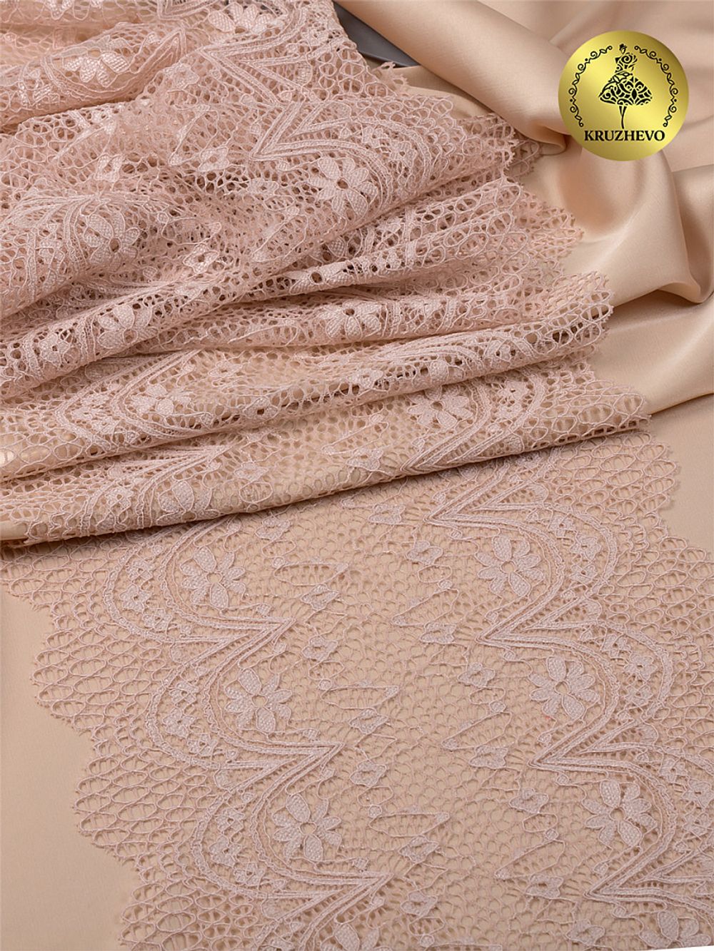 Кружево бельевое эластичное 220 мм / 10 м, цв.168 серебристый пион, Kruzhevo