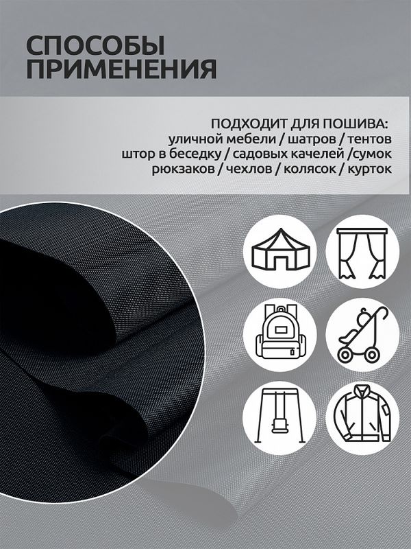 Оксфорд 200D PU1000 78 г/м², 150 см / 10 метров, ОКС.TBY200D.S156.10, S156 серый