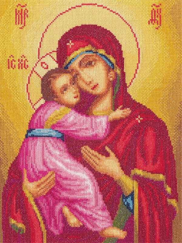 Набор для вышивания нитками Panna, Икона Божией Матери Владимирская, 23,5х31 см
