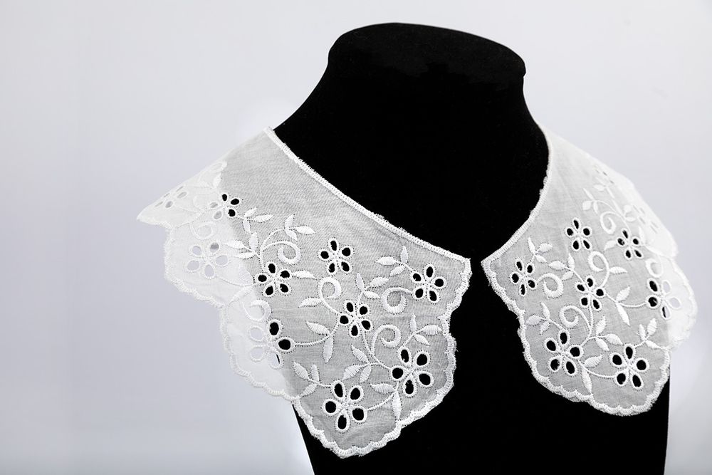 Пришивной кружевной воротник шитьё 11 см, 5 пар Турция, белый, Gamma VYEM-110-01