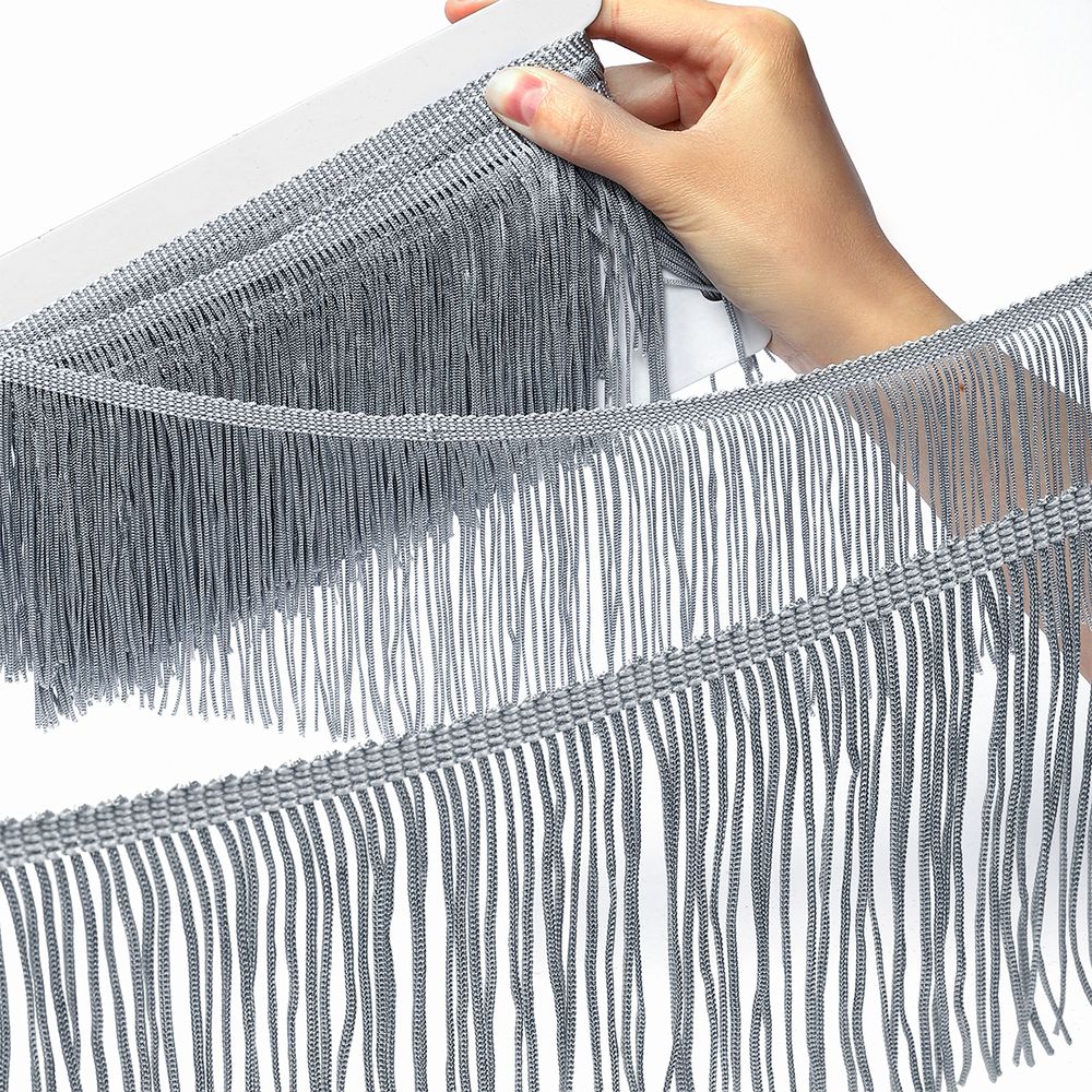 Бахрома отделочная широкая 100.0 мм / 4.5 метра, цв.серебро