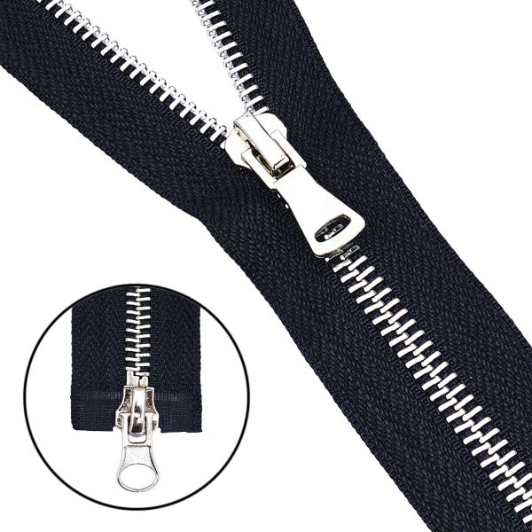 Молния металл Т5 (5 мм) 2 зам., разъем., 80 см, никель, 233 т.синий, 5 шт