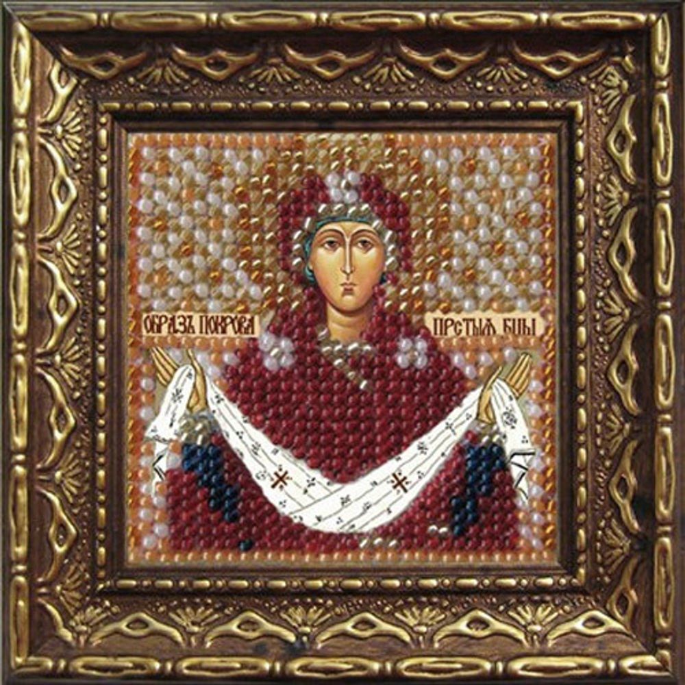 Вышивальная мозаика, Икона Покрова Прсв. Богородицы, 6.5х6.5 см