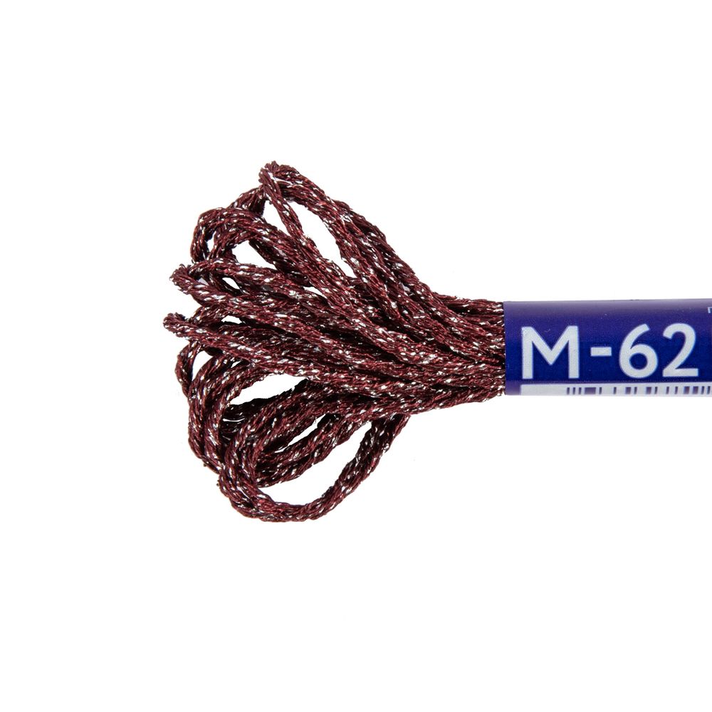 Мулине Gamma металлик NM 12 мотков по 6 метров, M-62 красный/серебристый, Gamma MOULINE