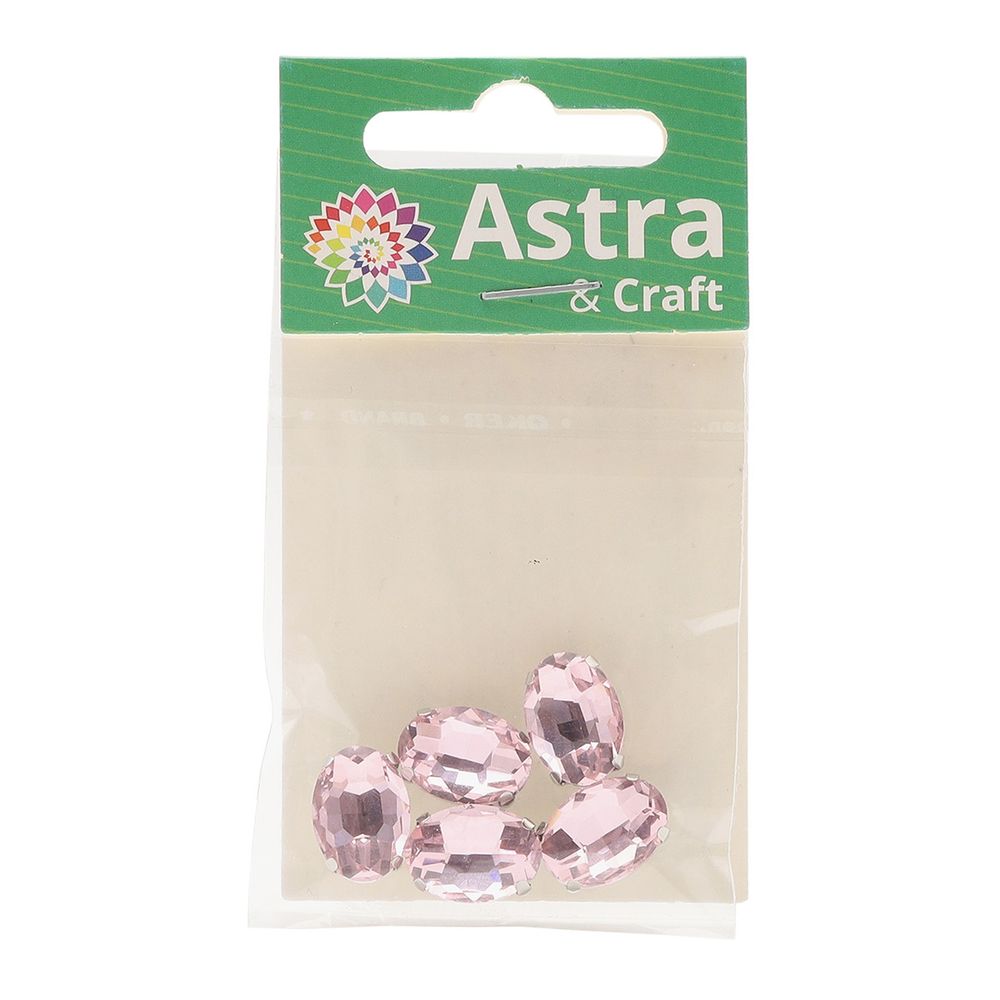 Хрустальные стразы в цапах овальной формы, розовый 10х14 мм, 5 шт., ОЦ007НН1014