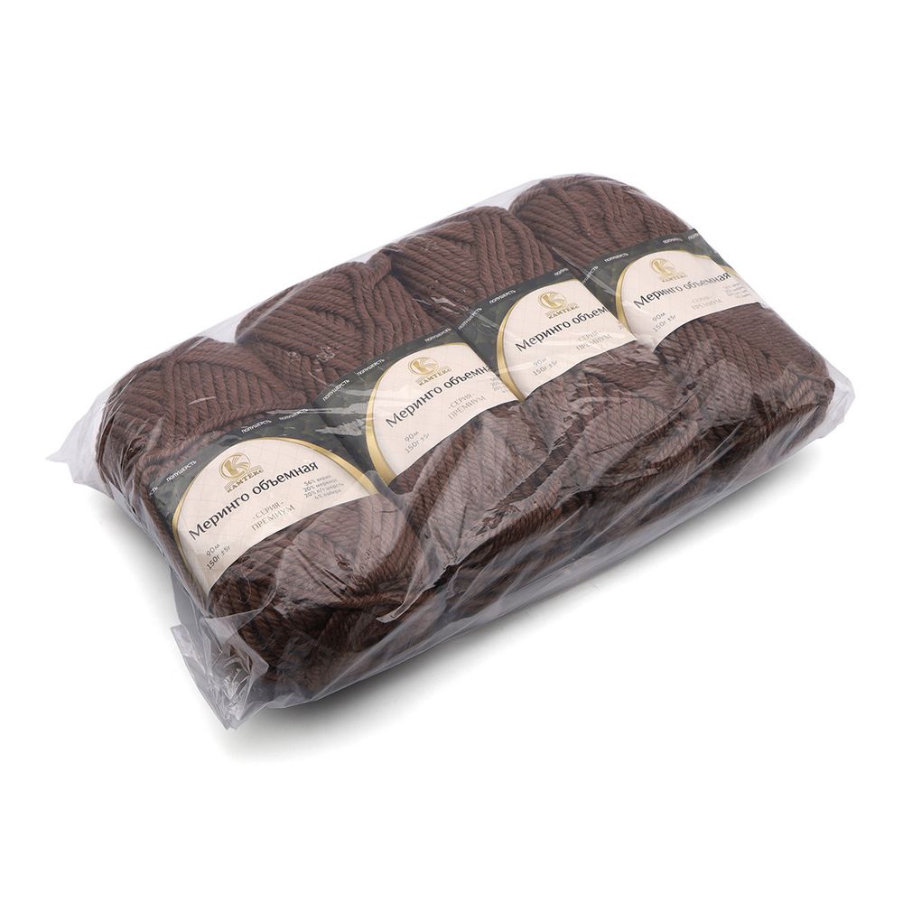 Пряжа Камтекс Меринго объемная / уп.4 мот. по 150 г, 90 м, 101 капучино