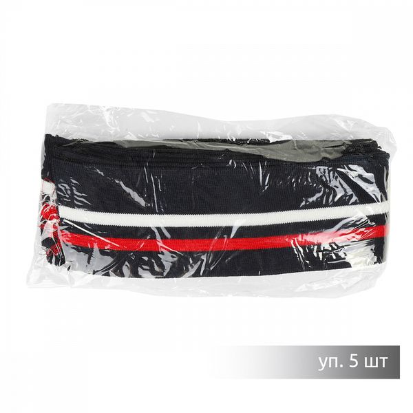 Подвяз (довяз) трикотажный 6.0х80 см, т.синий с белой и бордовой полосами, 100% п/э, 5 штук