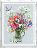 Набор для вышивания нитками Чудесная игла, Флоксы и тысячелистник 24х33 см