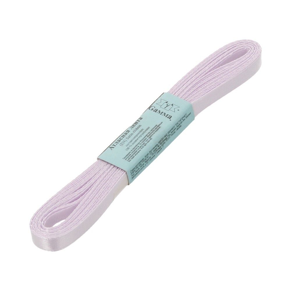 Лента атласная 1-сторонняя 6.0 мм / 10 шт по 5.4 метра, №080 сиреневый, Gamma AL-6P