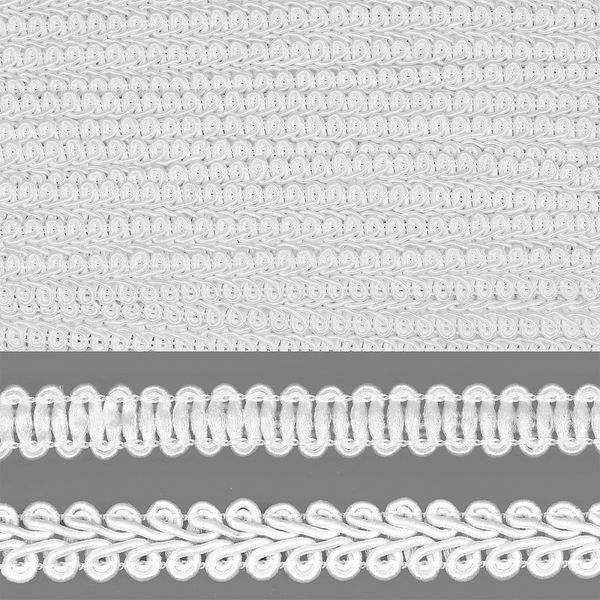 Тесьма Шанель плетеная 12 мм, 0384-0018 цв.белый уп.9м