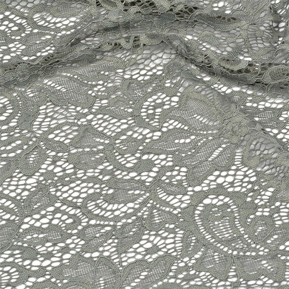 Ткань кружевная гипюр с кордом 130 г/м², 150 см / 2.7 метра, TBY.3036 цв.серый
