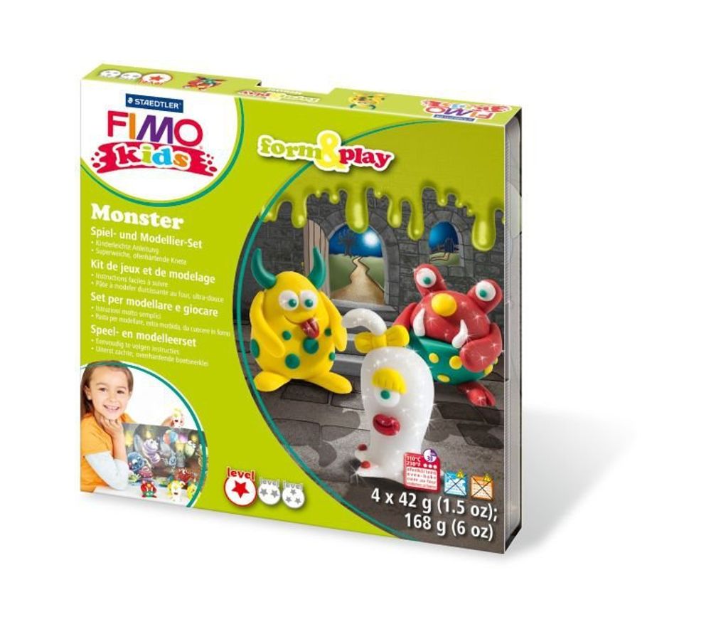 Набор Монстр Fimo Kids farm&amp;Play, состоящий из 4-ти блоков по 42 гр, 8034 11 LZ