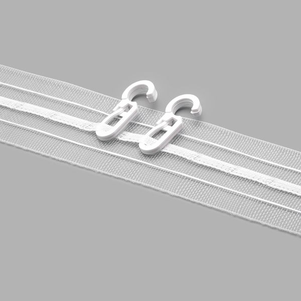 Лента (тесьма) шторная: сборка параллельная нефикс. 40 мм / 50 метров, (1 ряд петель, 2 шнура), прозрачный, 401-О