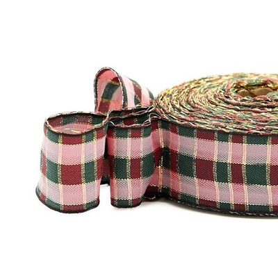 Лента Шотландка с люрексом 30 / 25м (черный/розовый), С3301Г17