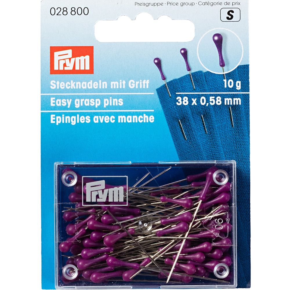 Булавки с грушевидными головками 38 мм, 10 г, фиолетовые, Prym 028800