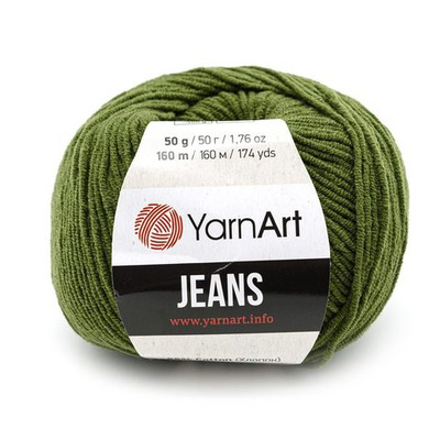 Пряжа YarnArt (ЯрнАрт) Jeans / уп.10 мот. по 50 г, 160м, 82 темно-оливковый