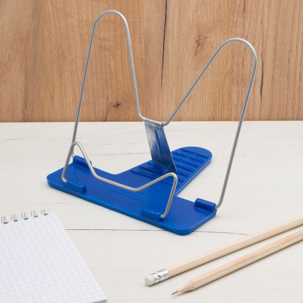 Подставка для книг Универсал с металл. лепестком, цв. в ассорт. (синий), П-03