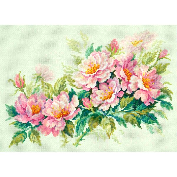 Набор для вышивания нитками Чудесная игла, Розовый шиповник 30х20 см, 503928