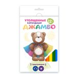 Набор цветных трехгранных карандашей джамбо JTCP-9012 заточенный 6х12 цв, Мишка JTCP-9012