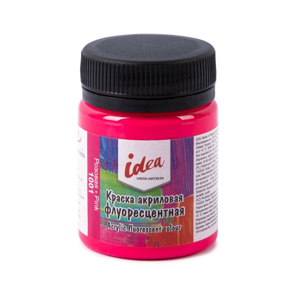 Краска акриловая флуоресцентная 50 мл, 6 шт, 1001 Розовая (Pink), Vista-Artista IFA-50