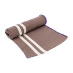 Подвяз средней плотности с полосками (100% полиэстер), 1*1, высота 14см (7см*2), длина 70-73см (8094/8015 св.коричневый со св.бежевыми полосками)