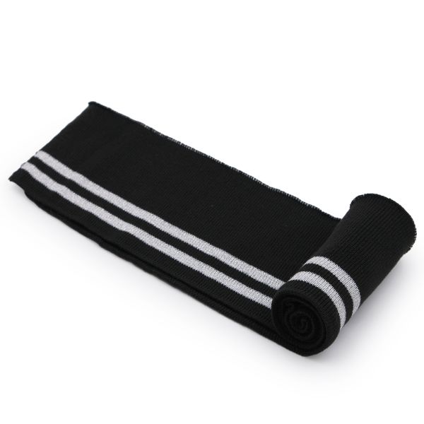 Подвяз (довяз) трикотажный 7.5х80 см, однослойный в полоску, черный/серебро
