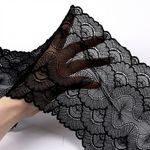 Кружево бельевое эластичное 195 мм / 10 м, цв.02 черный, Kruzhevo