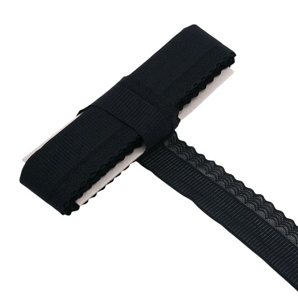 Кружево эластичное (стрейч) 40 мм / 13.72 метра, черный, 3AR3781