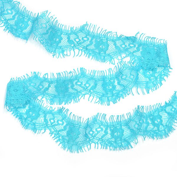 Кружево шантильи (реснички) диз.TY 75637 шир.40мм цв.207 ярк.голубой уп.30м (по 3м), Kruzhevo